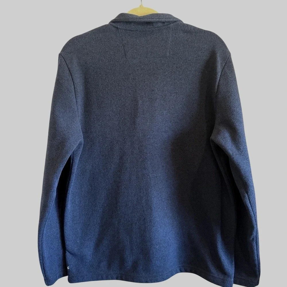 Chaps Fleece Pullover Mens Medium Navy Blue Excellent Quarter Snap Mock Neck‎